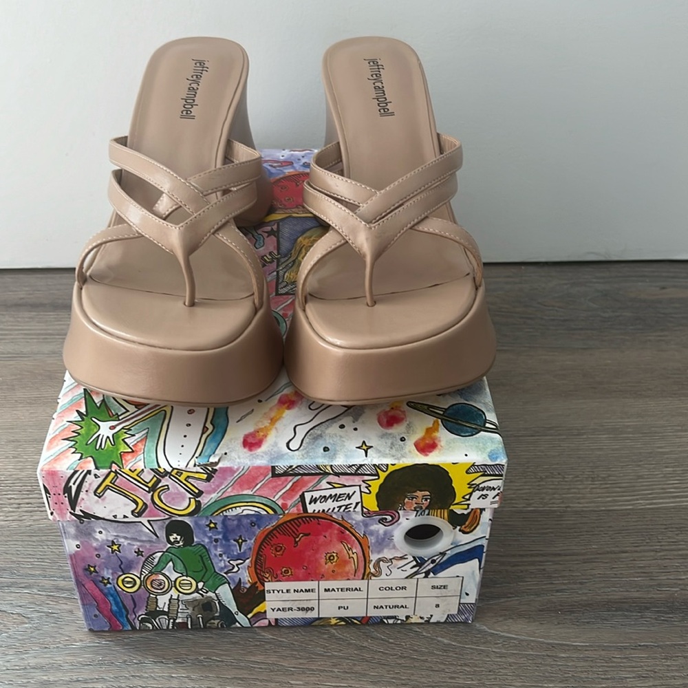 Jeffery Campbell platform wedge sandals for sale. New in box!